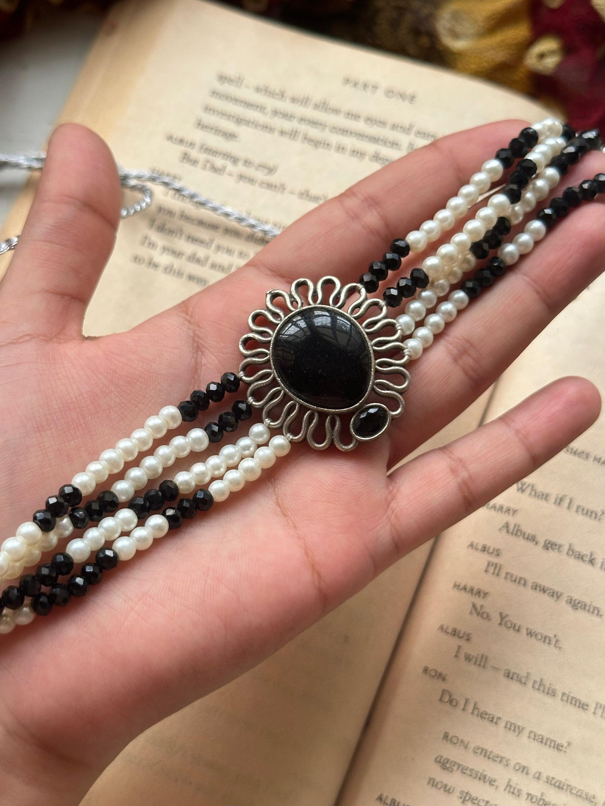 RAMEEN CHOKER SET [CHOKER & JHUMKI][BLACK]
