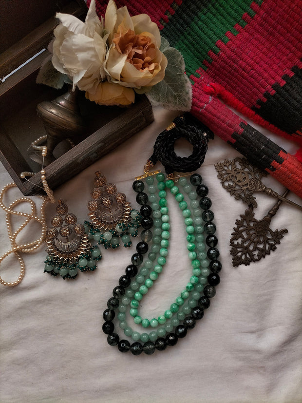 Sabz Mala Set (Mala and Earring)