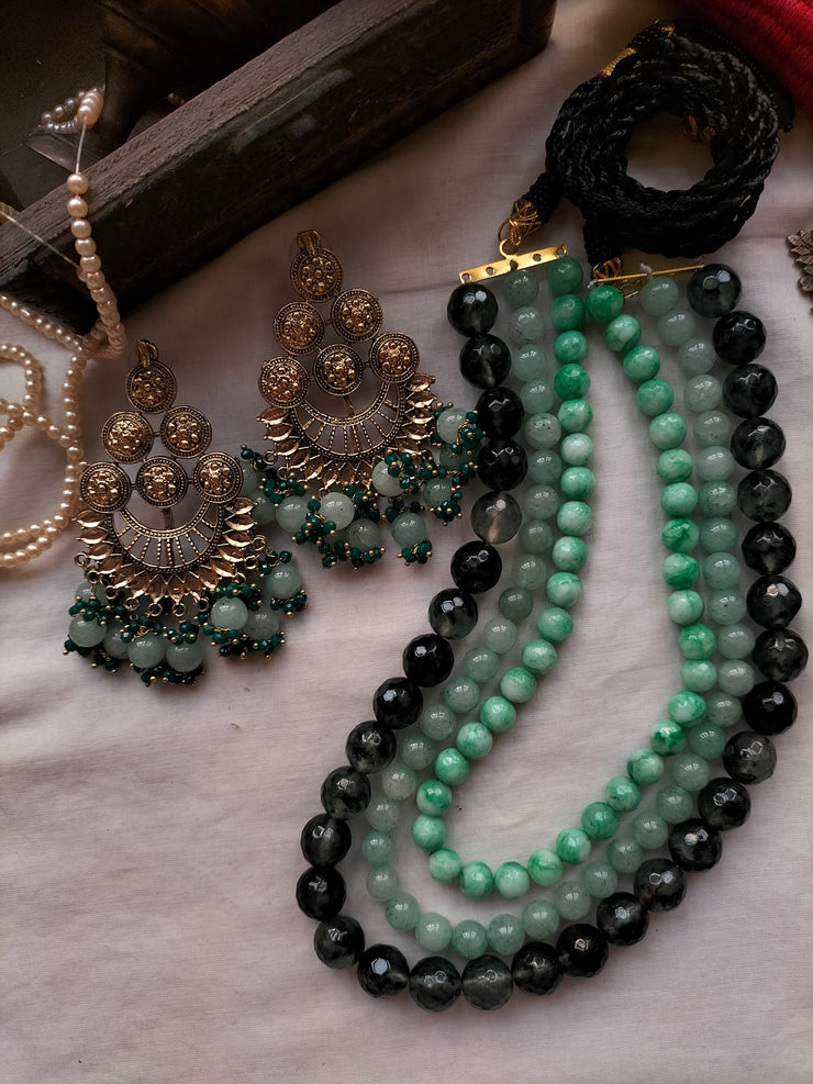 Sabz Mala Set (Mala and Earring)