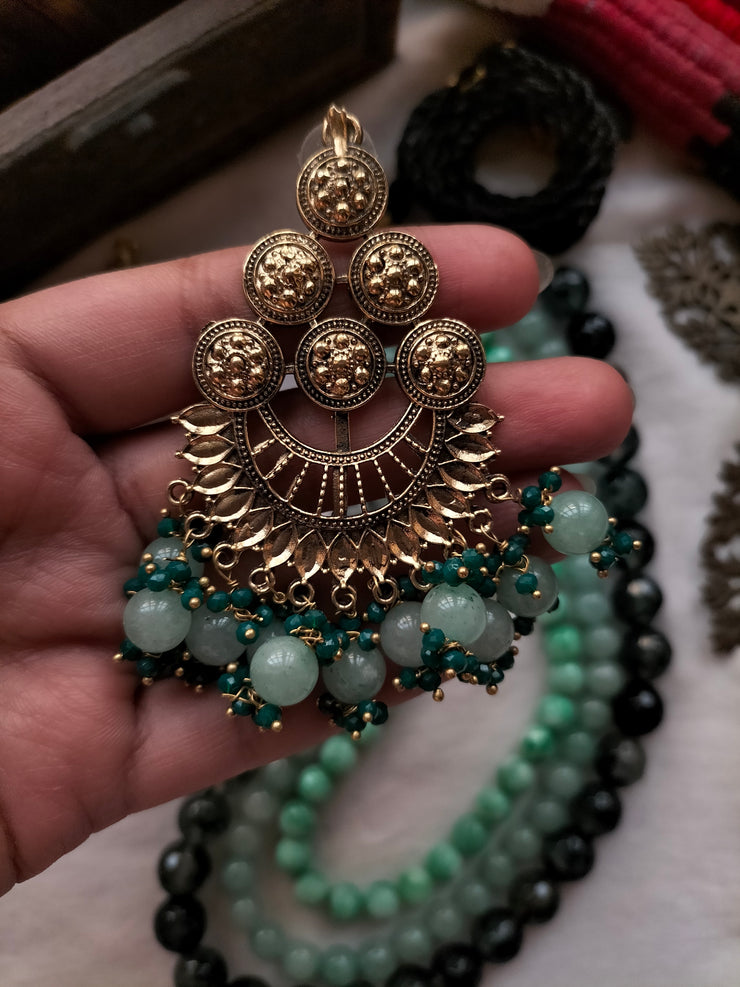 Sabz Mala Set (Mala and Earring)