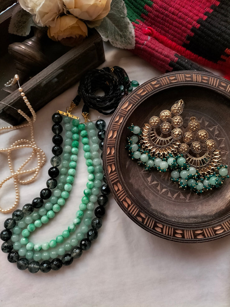 Sabz Mala Set (Mala and Earring)