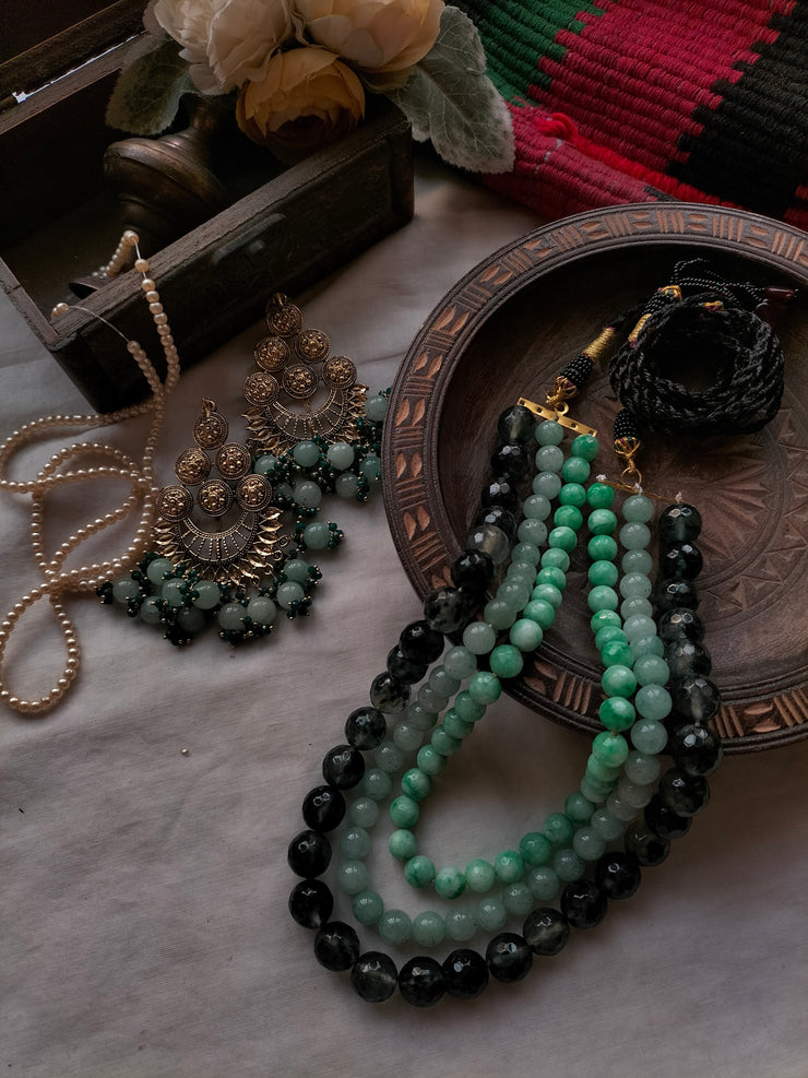 Sabz Mala Set (Mala and Earring)