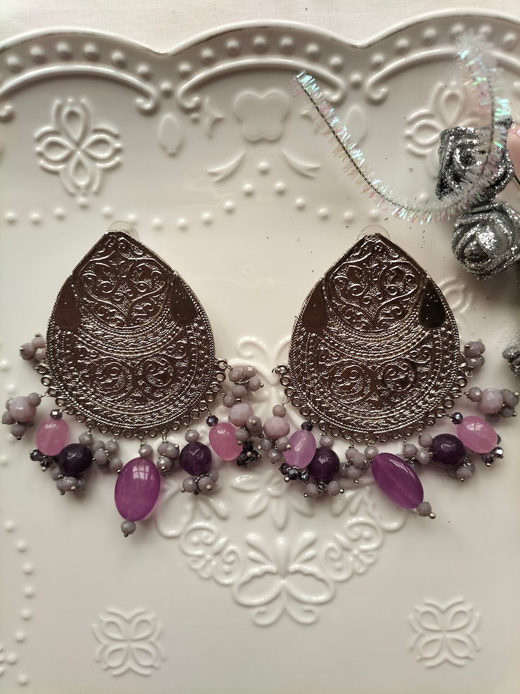 Hues Of Purple Set (Mala and Earring)