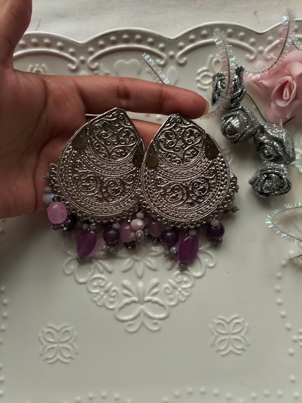 Hues Of Purple Set (Mala and Earring)