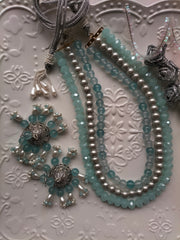 Aqua Blue Mala Set (Mala and Jhumki)