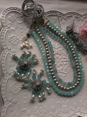 Aqua Blue Mala Set (Mala and Jhumki)