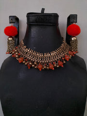 TANGERINE CHOKER SET (choker and earrings)