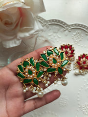 LOTUS EARSTUDS (GREEN COLOR)