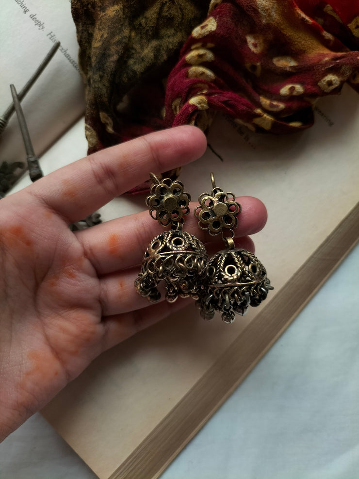 VINTAGE CARVED JHUMKA