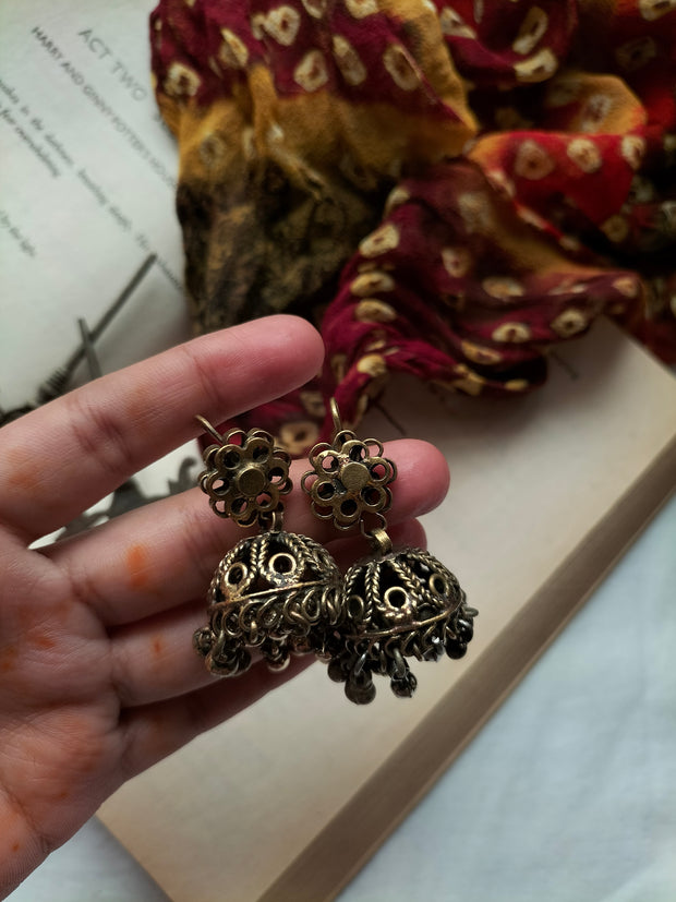 VINTAGE CARVED JHUMKA