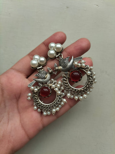 MAYURA EARRINGS (RED STONE)