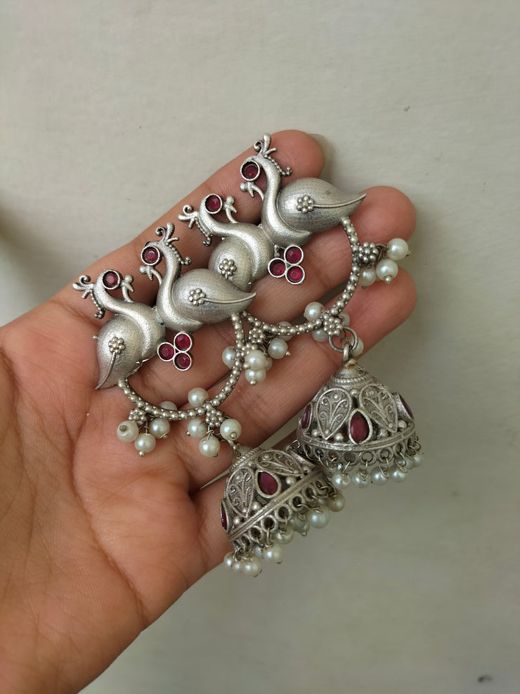 PEACOCK RADIANCE JHUMKA (RED COLOR)