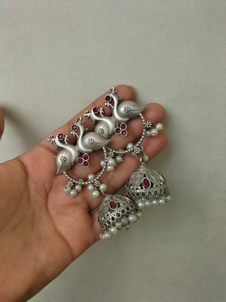 PEACOCK RADIANCE JHUMKA (RED COLOR)