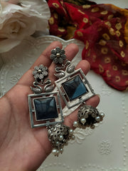 ZEBAA JHUMKA (dark blue stone)