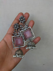 ZEBA JHUMKA (pink stone)