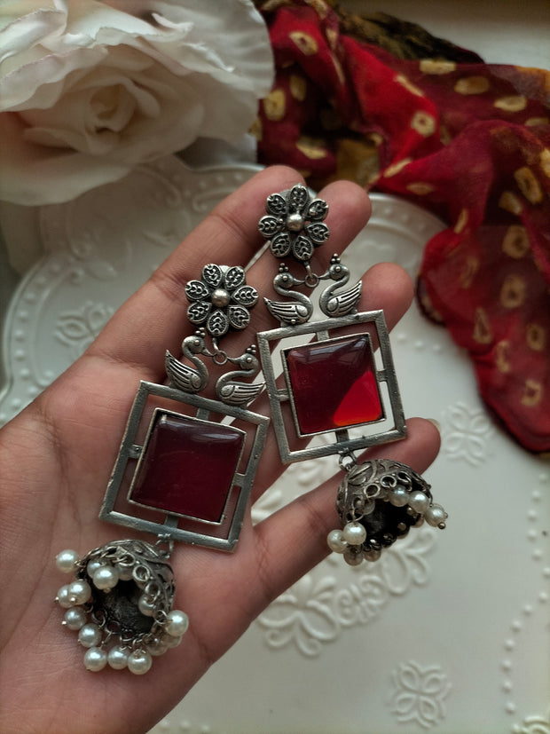 ZEBA JHUMKA (red stone)