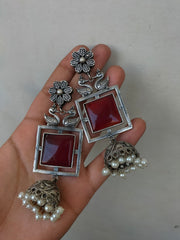 ZEBA JHUMKA (red stone)