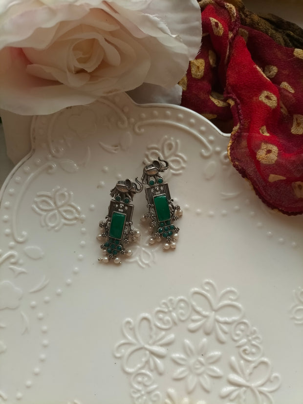 GHAZALA JHUMKA(dark green stone)