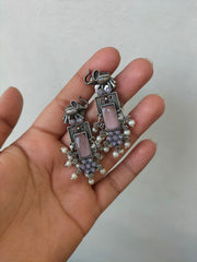 GHAZALA EARRINGS(pink stone)