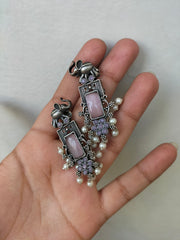 GHAZALA EARRINGS(pink stone)