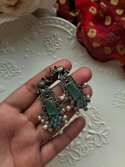 GHAZALA JHUMKA(mint green stone)