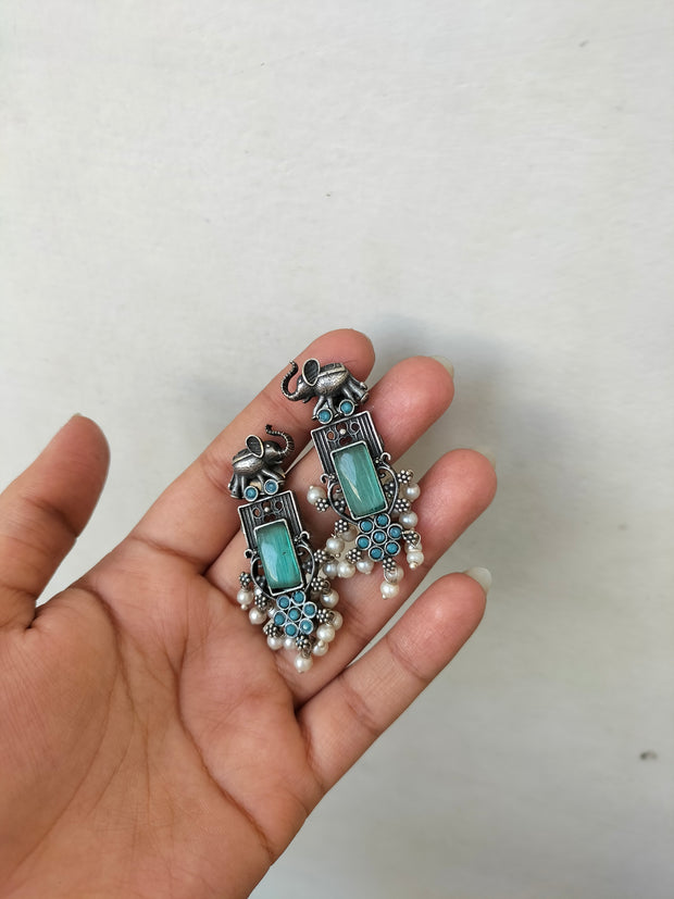 GHAZALA JHUMKA(mint green stone)