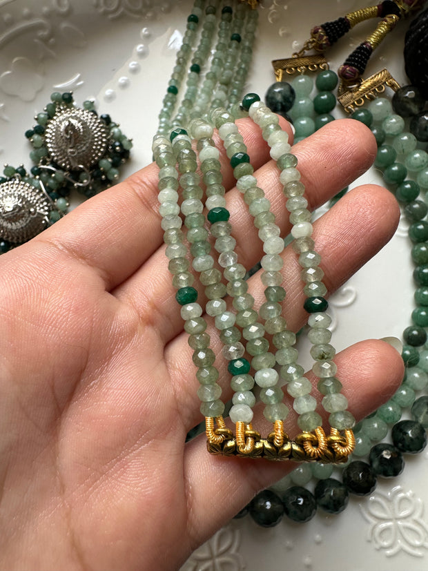 KHWABEEDA  SET [Choker, Mala and Jhumka pair in silver lacquer polish]