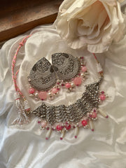 GULAABI KHWAAB CHOKER SET [Includes a choker and earrings with saharay]