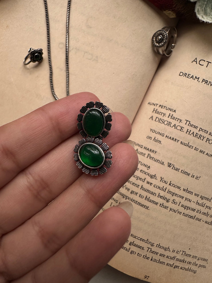 GREEN GRACE SET [ Includes mala, earstuds, ring and nosecuff]