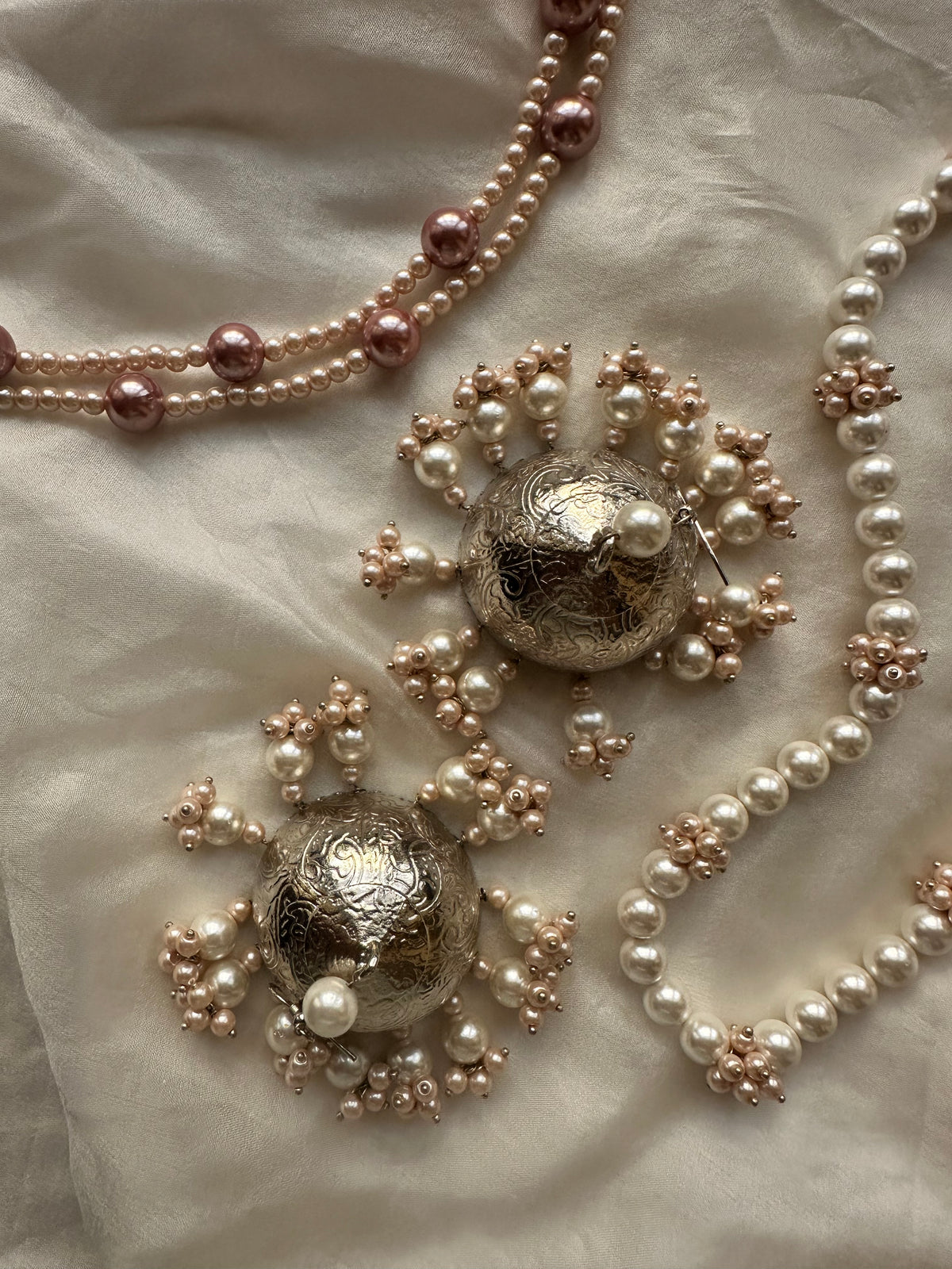 PEARL WHISPER JHUMKA [SILVER LACQUER POLISH WITH SHELL PEARLS]