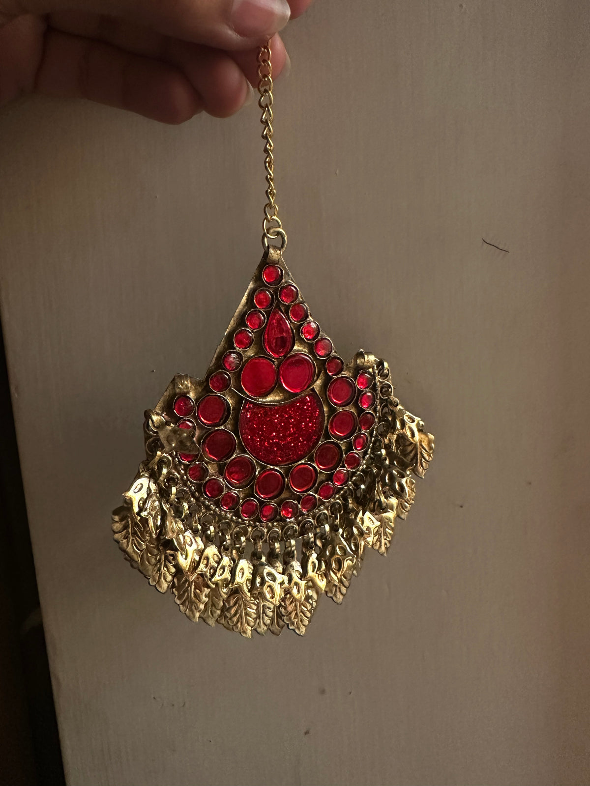 SHAHBANO VINTAGE SET [RED STONE][INCLUDESS CHOKER AND EARRIBGS]