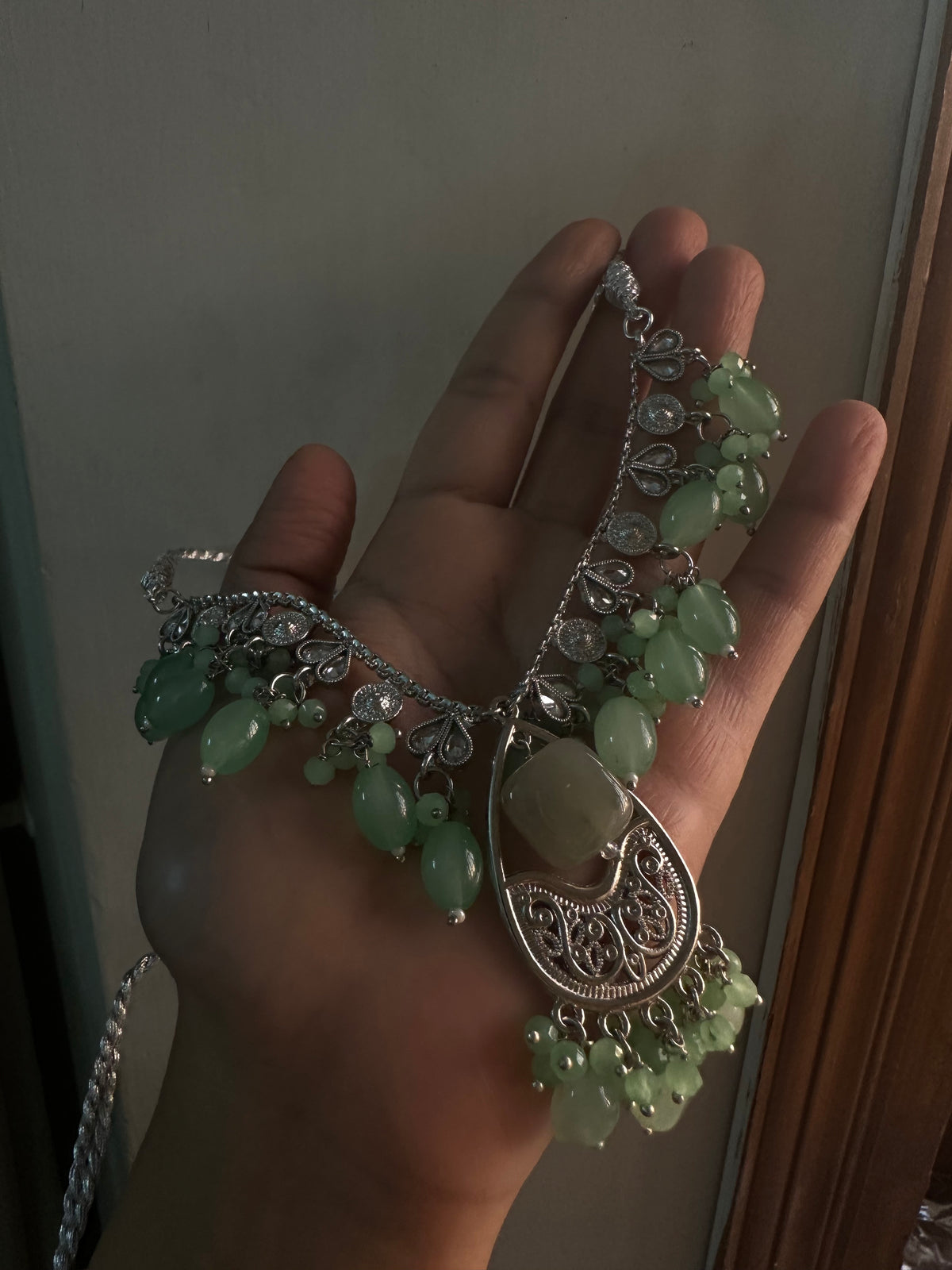 AFREEN SET [LIGHT GREEN] [COMES WITH DOR]