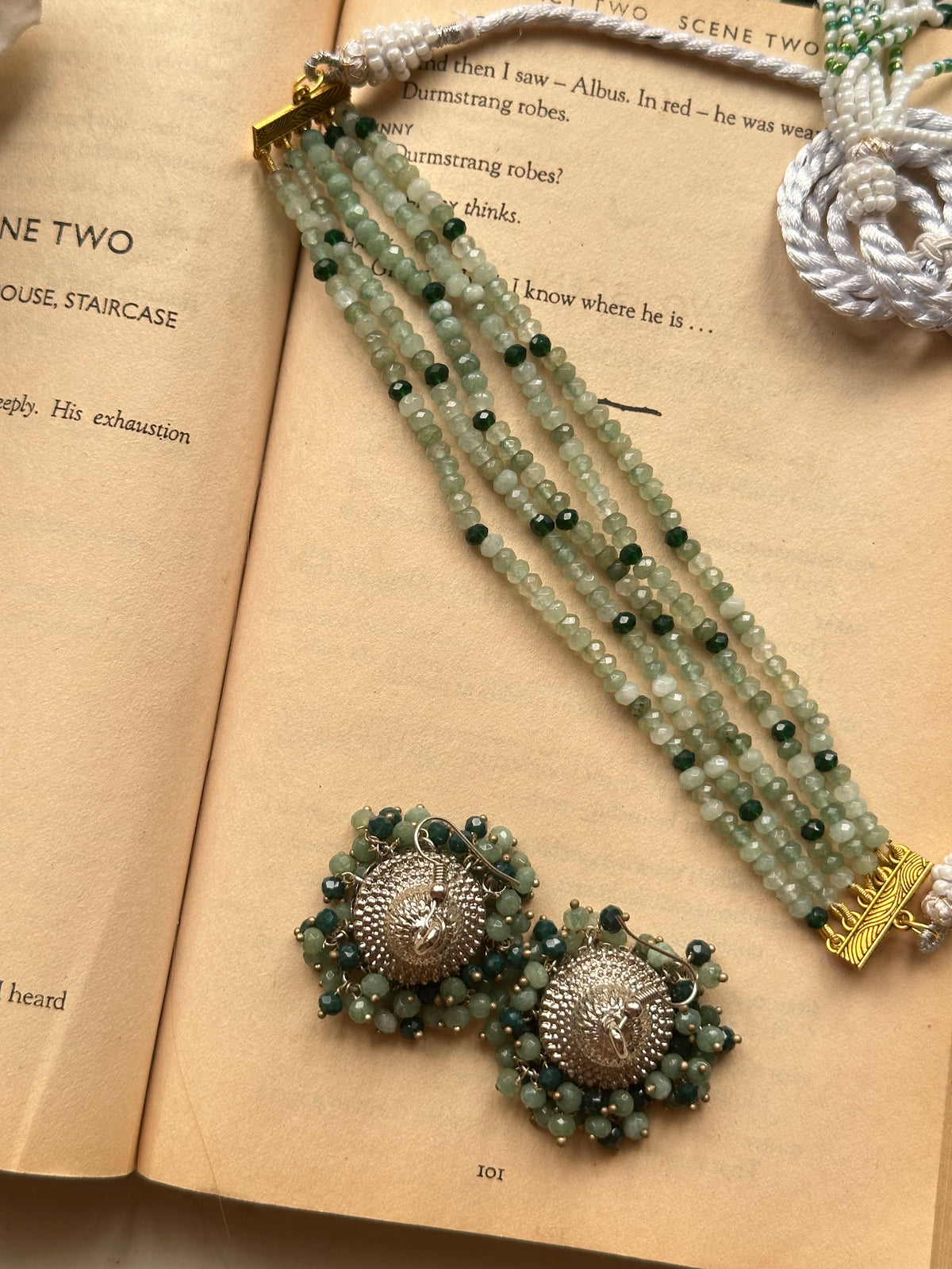 HEER SET [CHOKER WITH JHUMKA][SEMI PRECIOUS STONES]