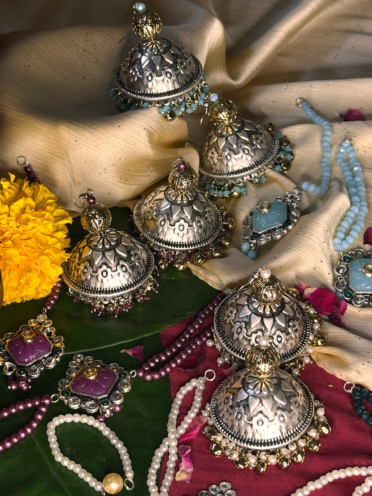 MAHROSH JHUMKA SET [JHUMKA WITH CHOKER AND TEEKA]