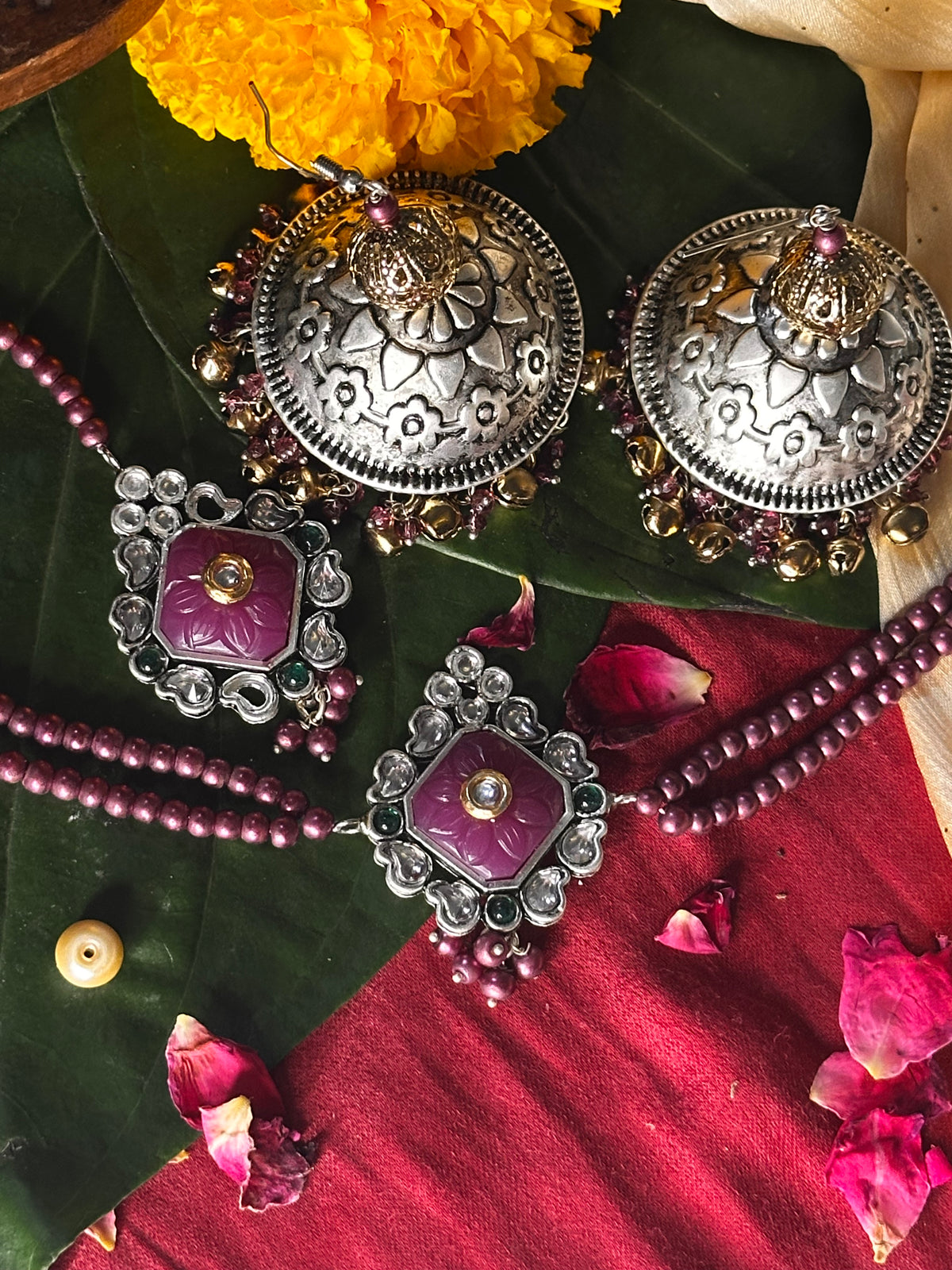 MAHROSH JHUMKA SET [JHUMKA WITH CHOKER AND TEEKA]