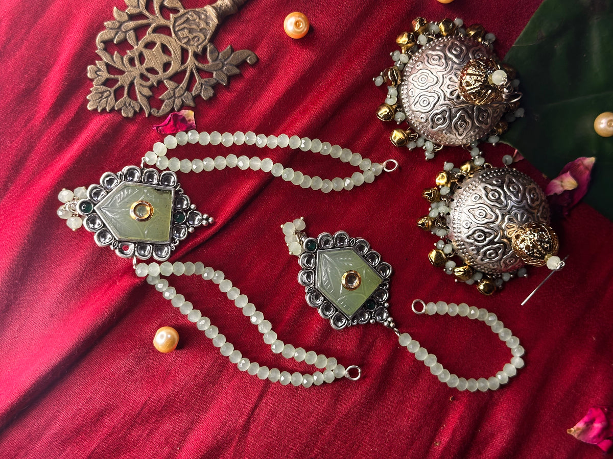 MAHROSH JHUMKA SET [JHUMKA WITH CHOKER AND TEEKA]