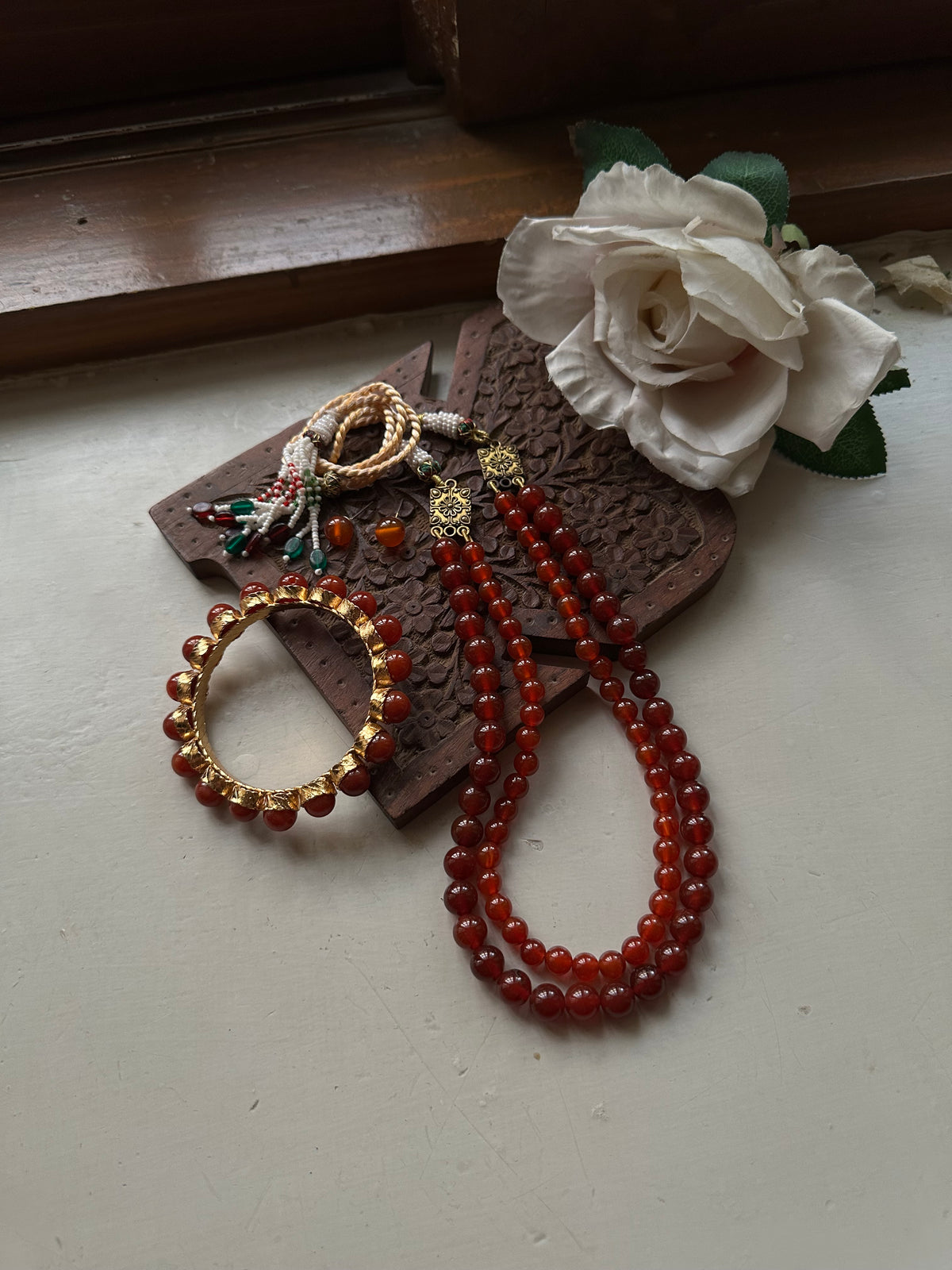 RIMAL MALA SET [INCLUDES A MALA, A PAIR OF EARSTUDS & ONE BANGLE]