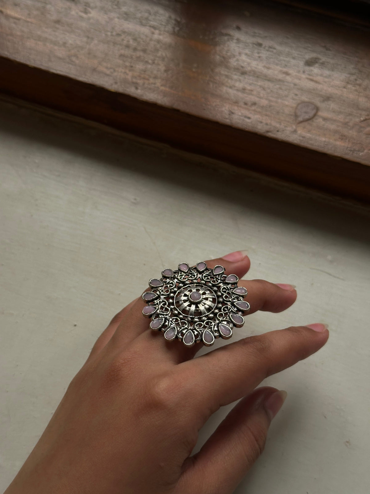 GUL MEENA RING [PINK STONES]