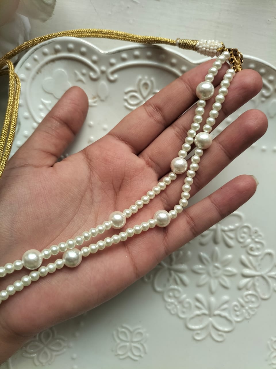 DURR- E -SHAHWAR CHOKER [ REAL SHELL PEARLS]