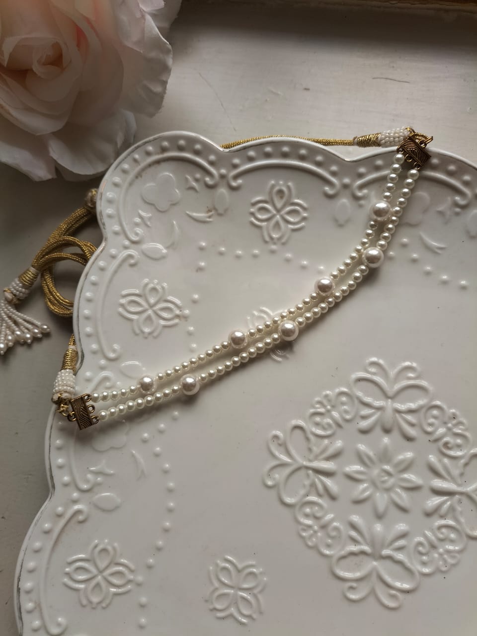 DURR- E -SHAHWAR CHOKER [ REAL SHELL PEARLS]