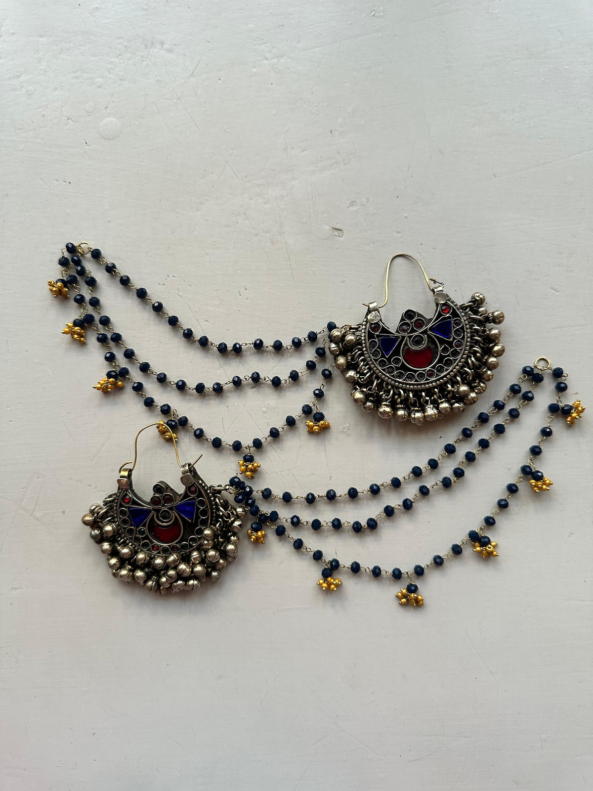 LAJVARD VINTAGE CHAND BALI [WITH SAHARAY]