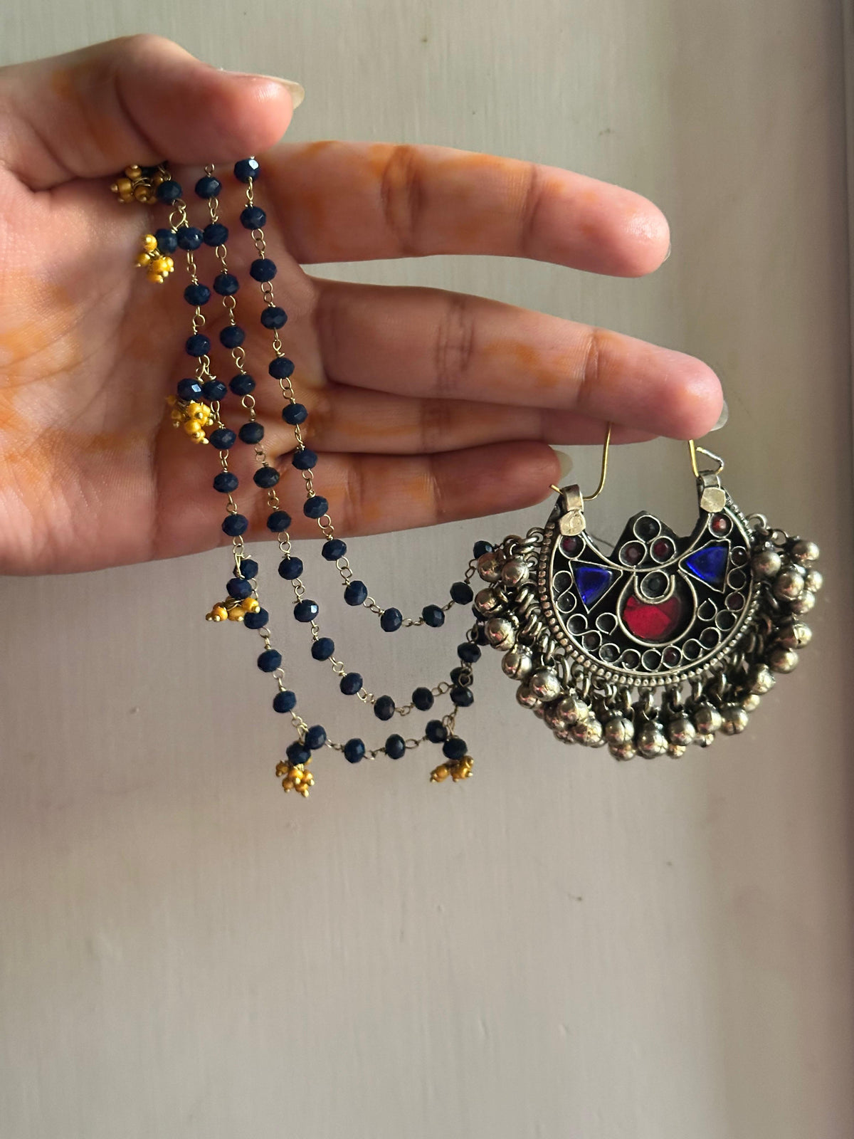 LAJVARD VINTAGE CHAND BALI [WITH SAHARAY]