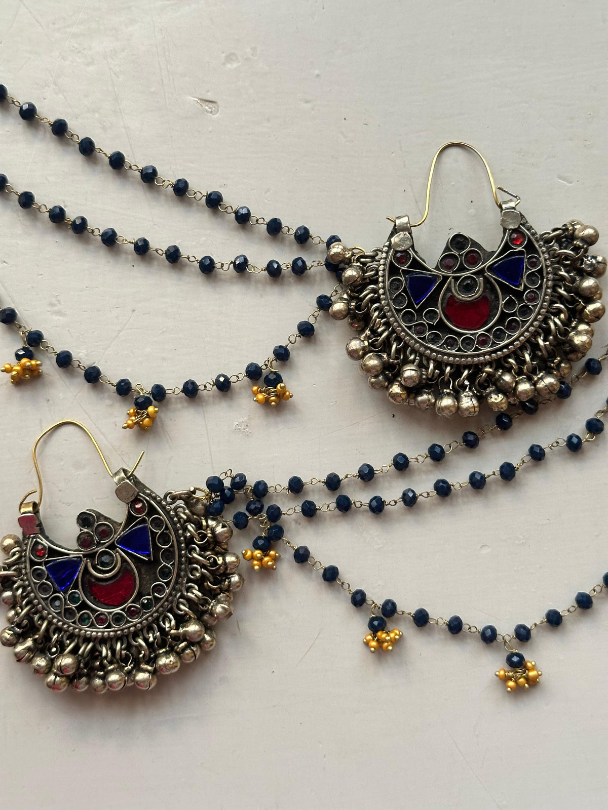 LAJVARD VINTAGE CHAND BALI [WITH SAHARAY]