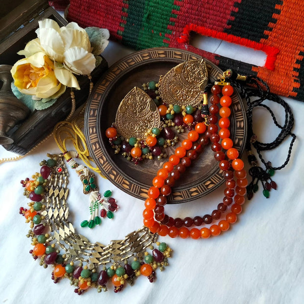 Aurora Mala Set (Mala, Choker and Earring)